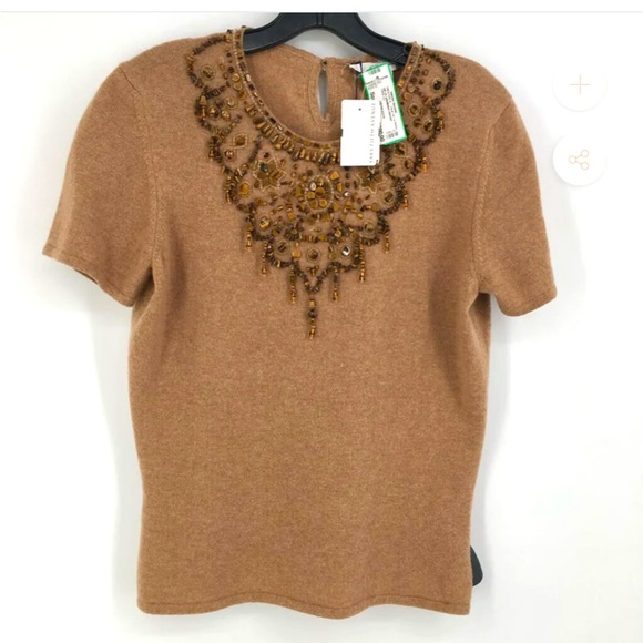 $1900 Oscar De La Renta Embellished Brown Women's Sweater - Picture 4 of 6